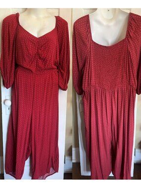 Knox Rose Rouge Red Plus Jumpsuit Romper - 4X (26/28W)